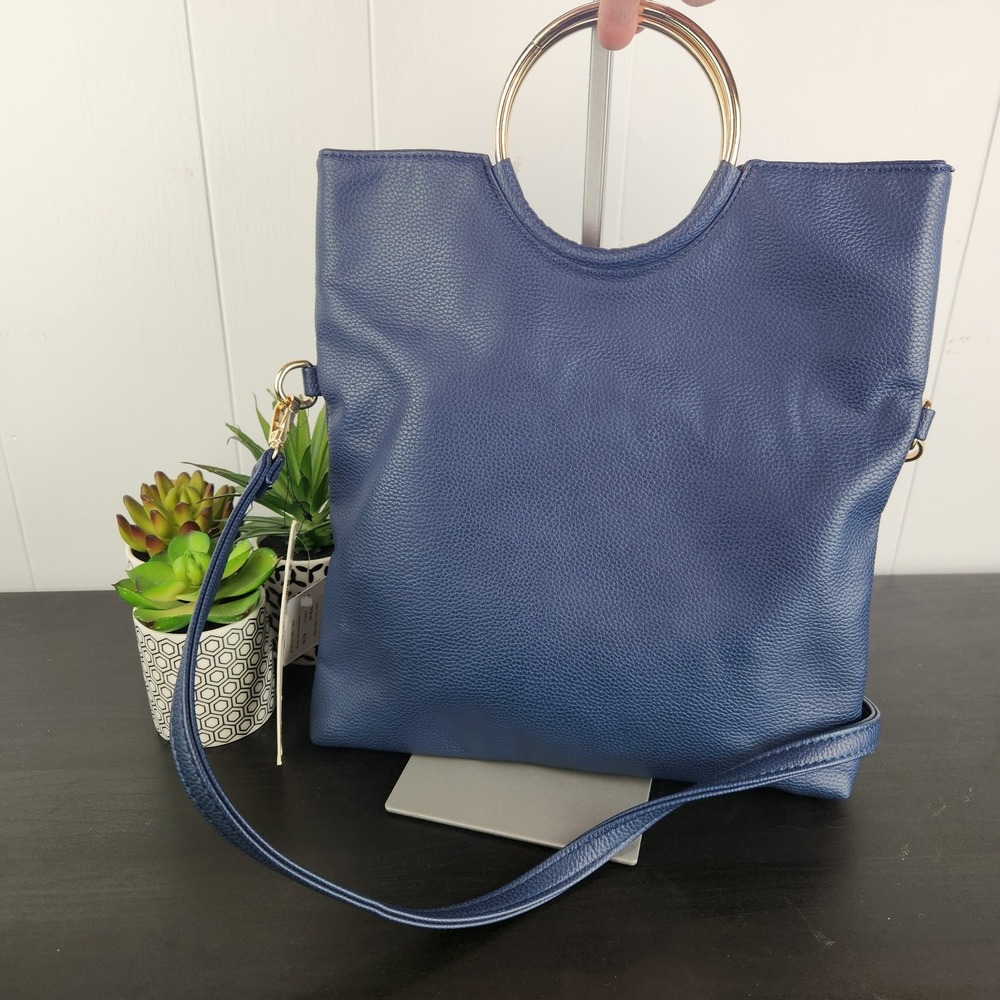 Sondra Roberts Inner Circle Clutch Square‎ Crossbody Navy Blue Purse